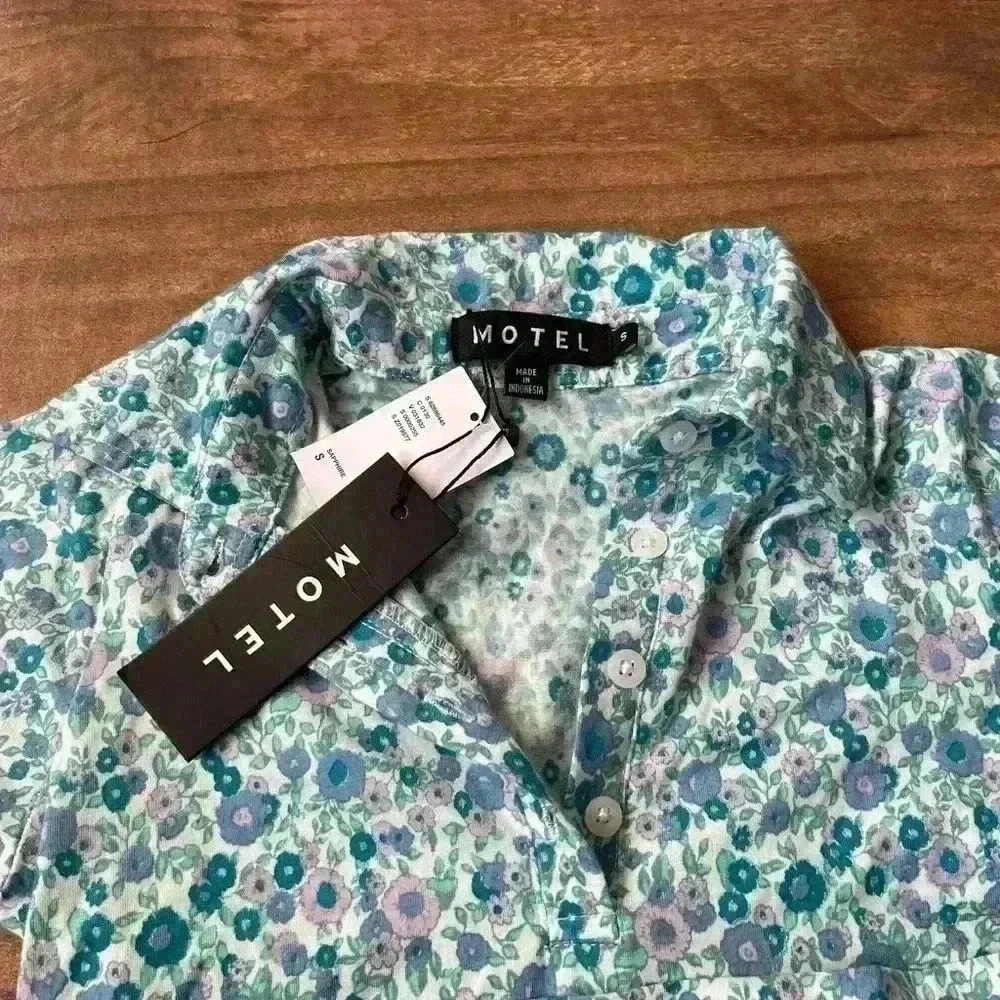 NWT MOTEL ROCKS Jeeves Mini Dress In Flower Power Blue SMALL - Picture 6 of 6